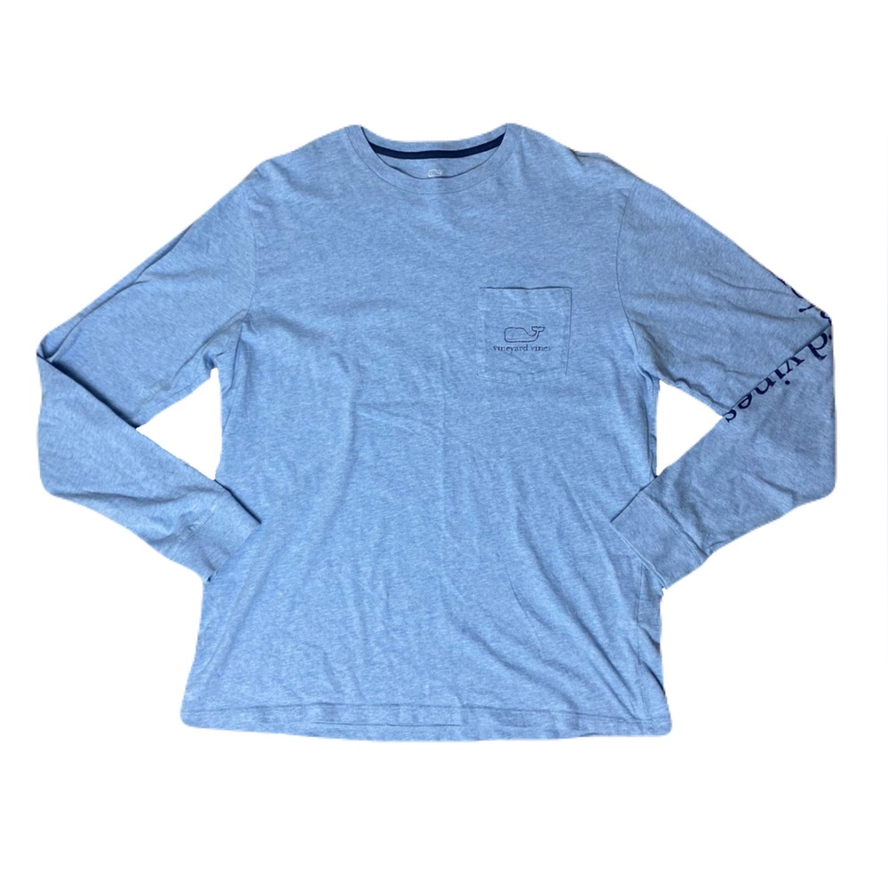 Vineyard Vines Light Blue Long Sleeve Tee Whale Logo Graphic Men’s Medium